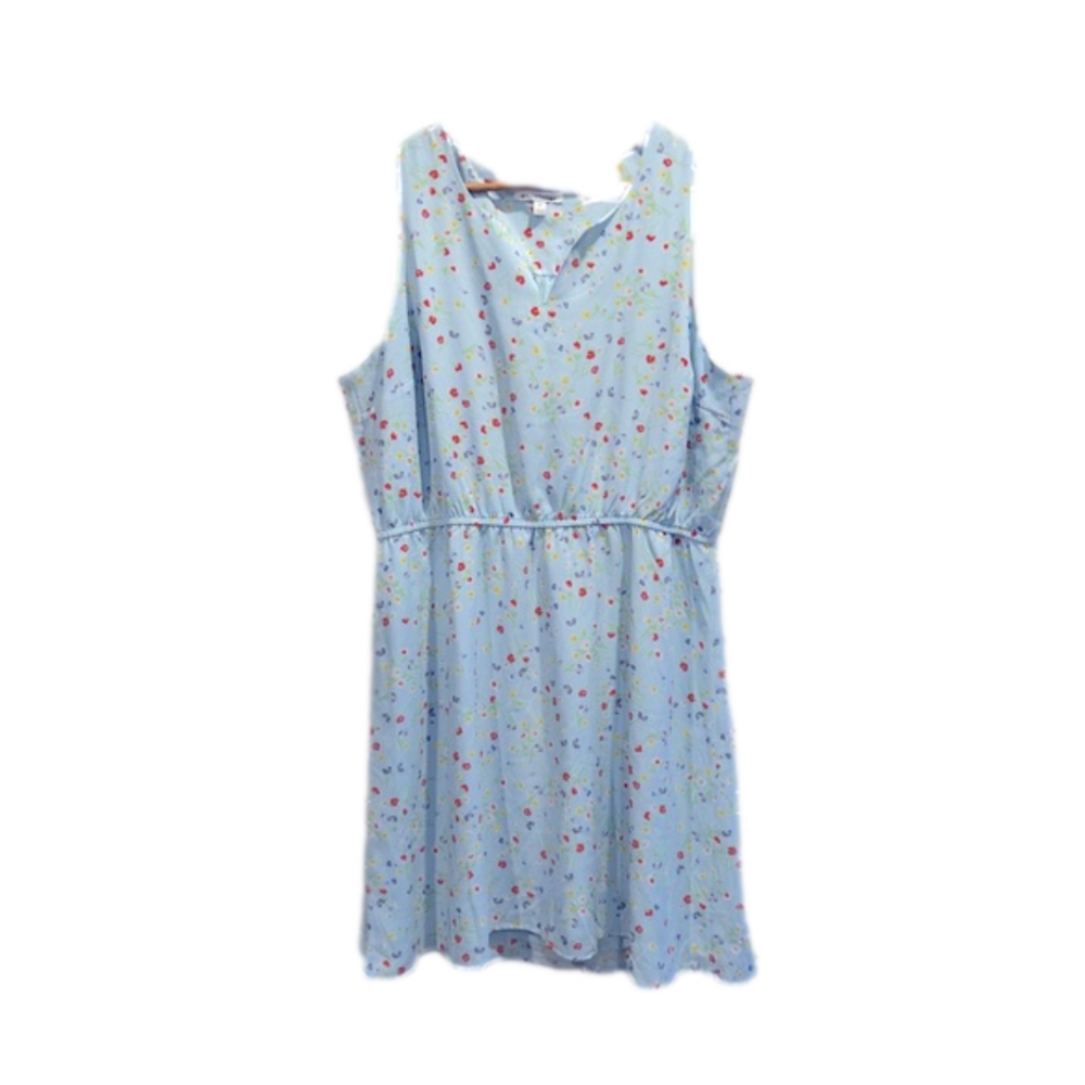 41 Hawthorn light baby blue floral short dress sundress summer Plus size 1XL